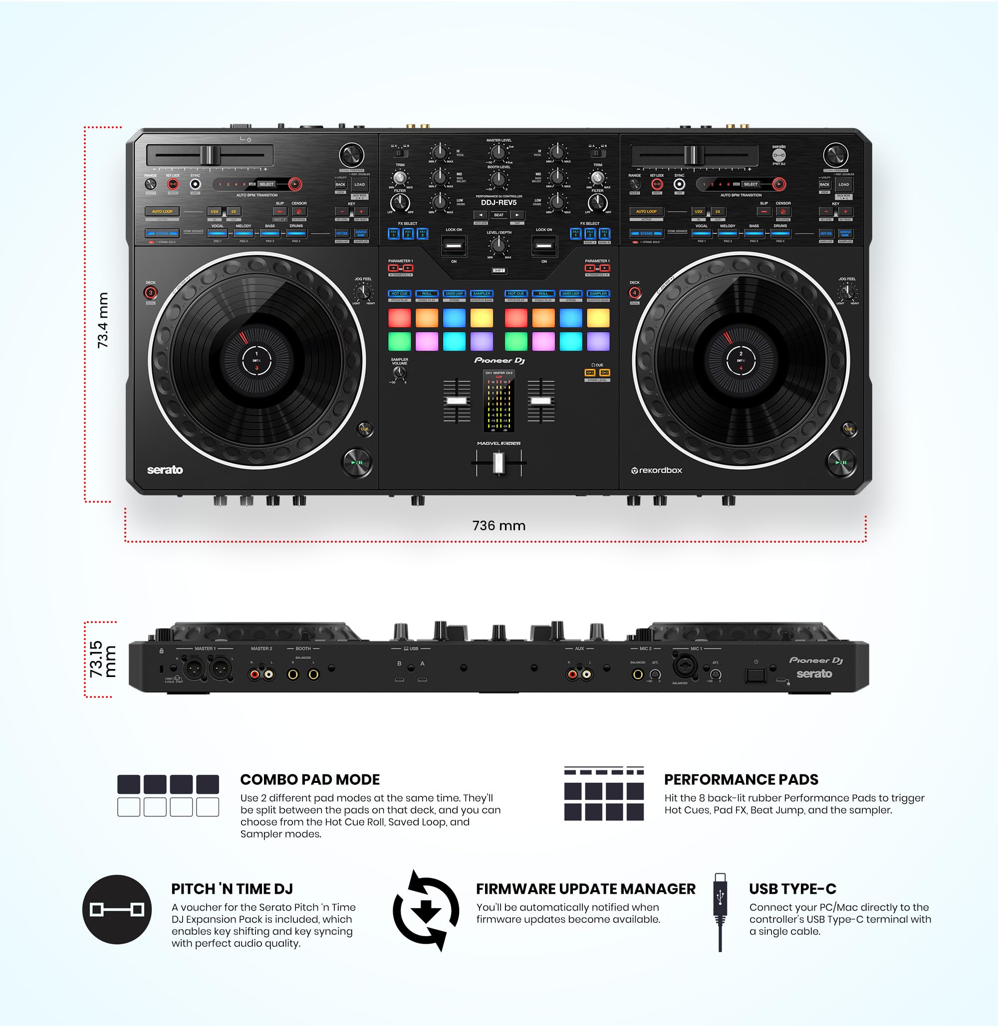 Y　Pioneer DJ DDJ-REV5 Amazon.com: Pioneer DJ DDJ-REV5 4-deck DJ Controller with